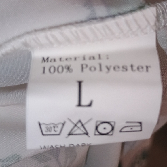 Boho Floral Tropical Maxi Kaftan Dress Long Sleeves White & Green Size Large - Picture 5 of 6